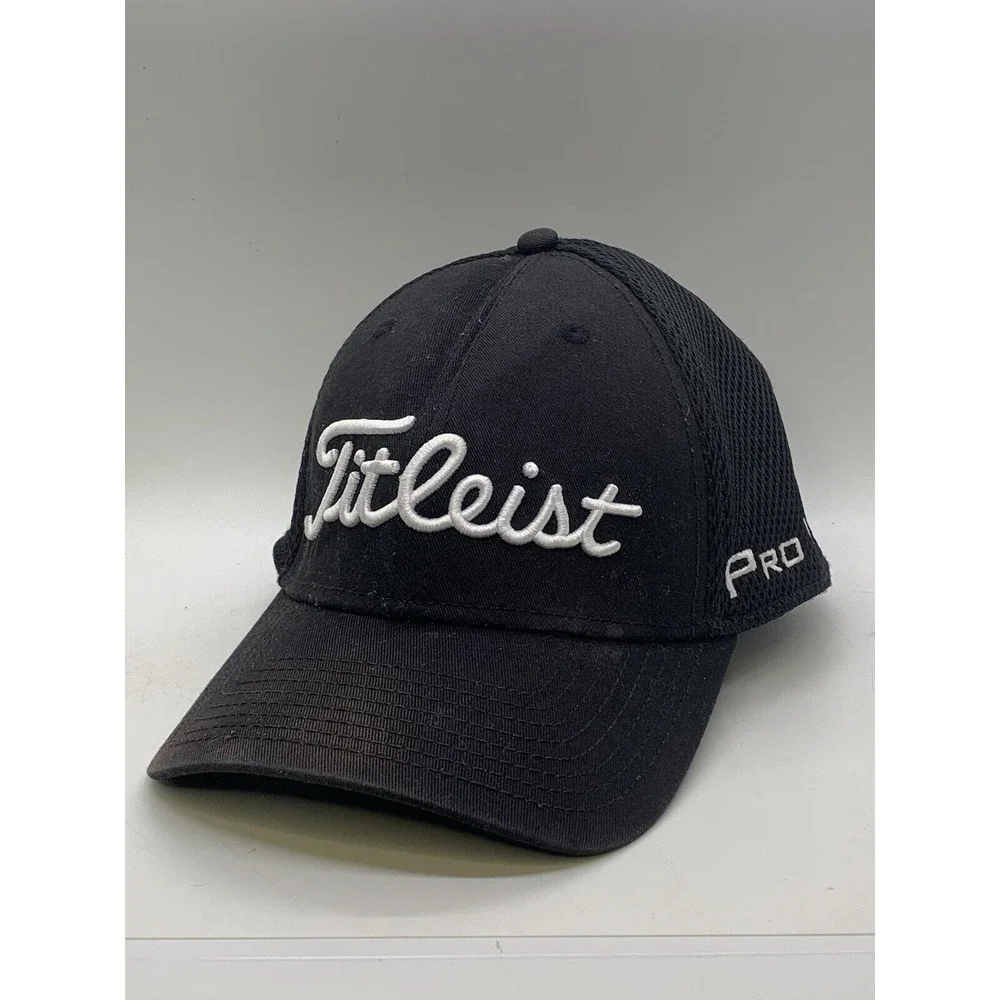 Titleist Golf Pro V1 FJ Footjoy New Era Mesh Flex Hat Cap Black White Large-XL‎